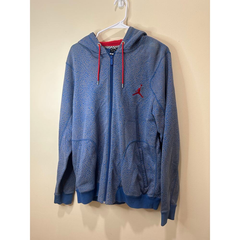 Air Jordan Men’s Blue Elephant Print Full Zip Jacket Hoodie Sz XL Rare Nice! - Picture 2 of 5